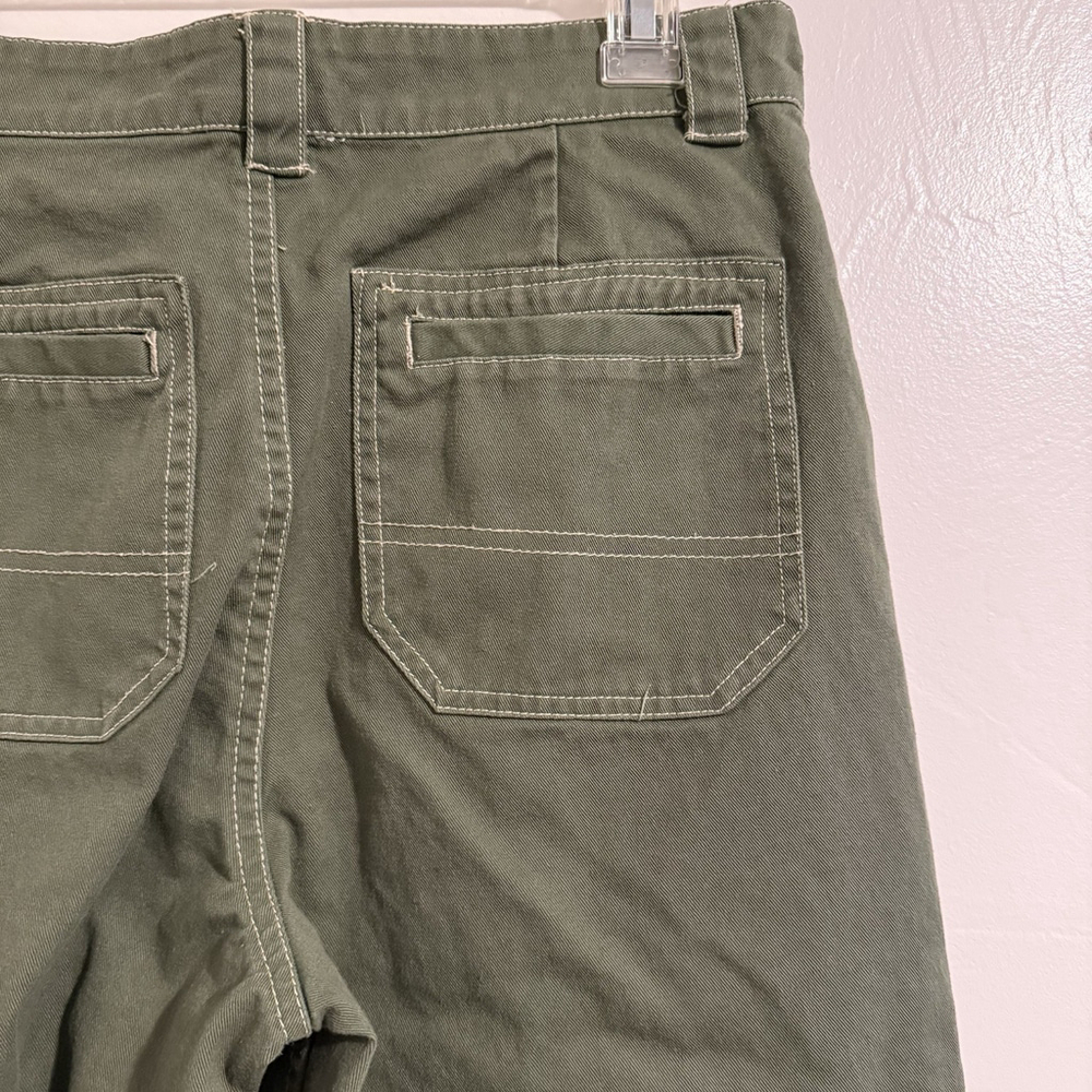 Y2K Full Tilt Women’s Wide Leg Cargo Pants Army Green Size Small 100% Cotton - Picture 6 of 8